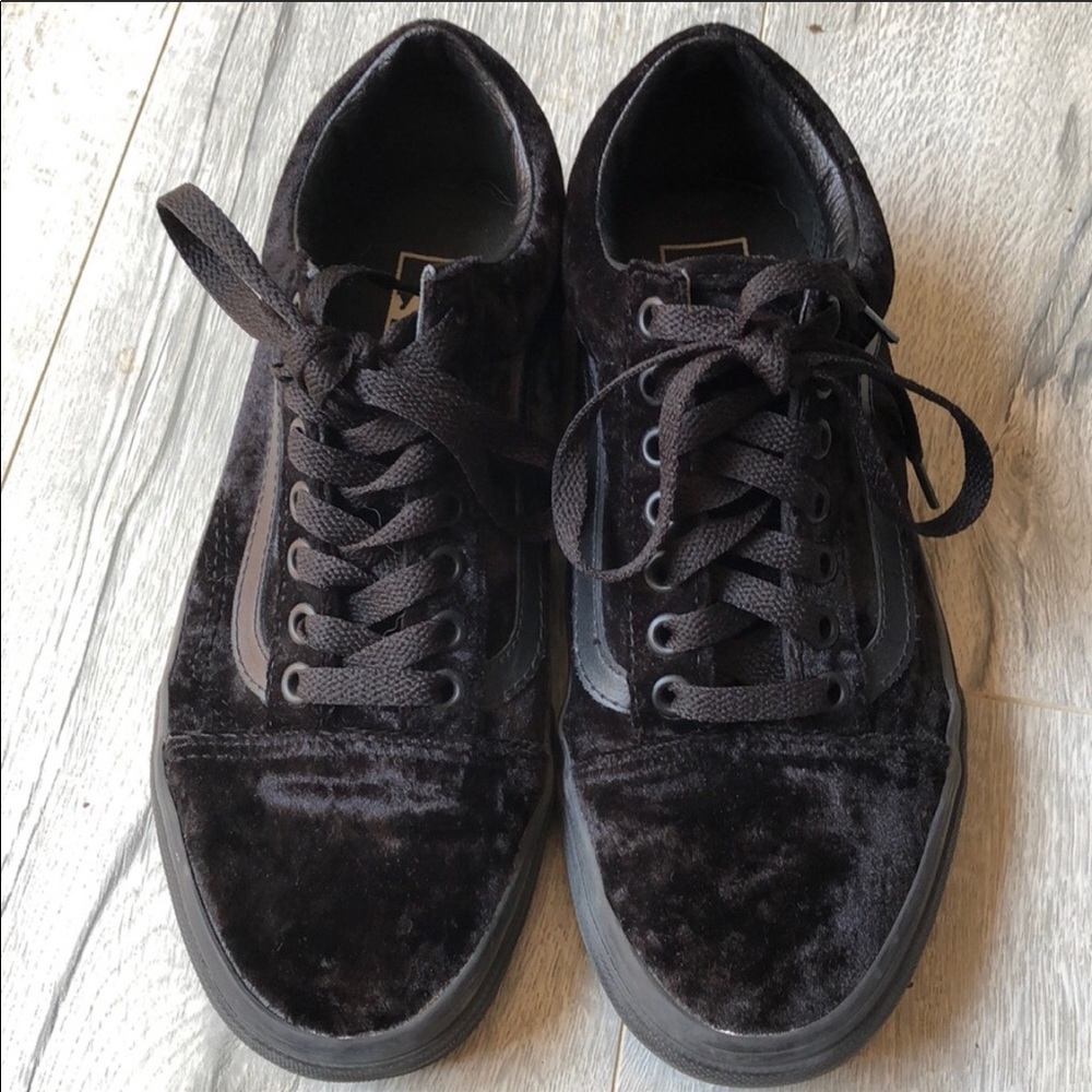 Vans old skool black velvet shoes
